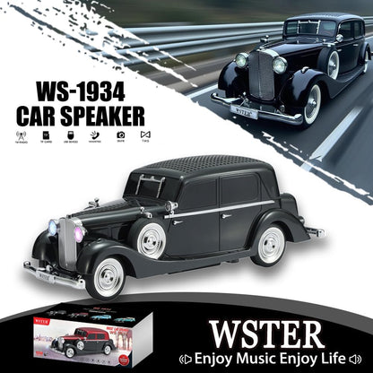 WSTER WS-1934 Altoparlant Bluetooth Portativ Retro Car, 10W, FM Radio, TWS, USB, TF Card, AUX dhe LED