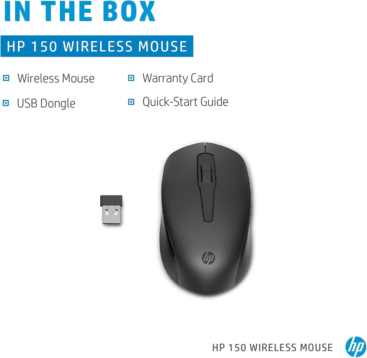 HP 150 Wireless Mouse, Maus Wireless me Lidhje 2.4 GHz, Dizajn Kompakt dhe Ergonomik, E zezë – Maus Gaming, pamja 6