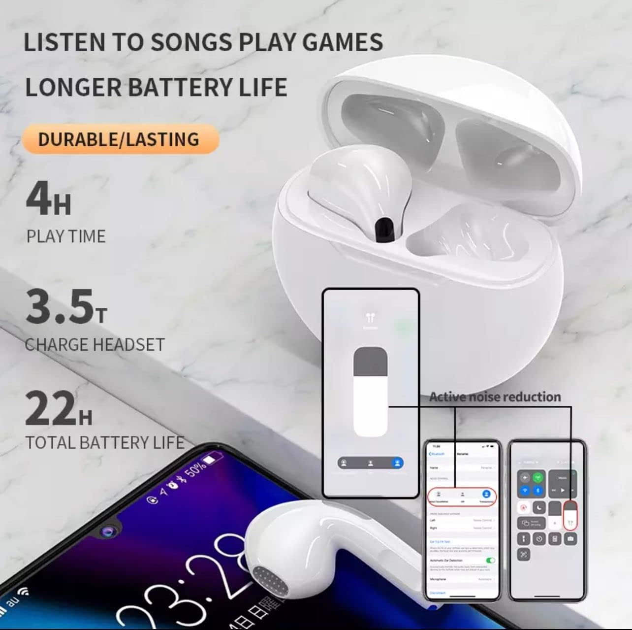 Pro 6 True Wireless Earbuds Bluetooth Kufje Wireless me Mikrofon dhe Kuti Karikimi