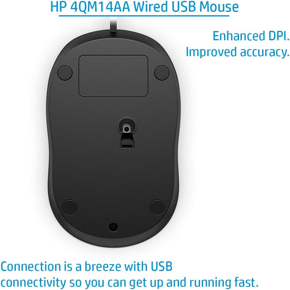 HP Wired USB Mouse 1200 DPI, Maus me Kabllo USB, 1000 Hz, Dizajn Ergonomik, E zezë – Maus Gaming, pamja 5