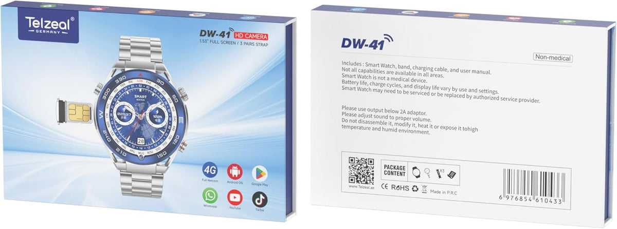 Telzeal Germany DW-41 Kamera HD – Orë e Mençur me Ekran 1.53 inç dhe SIM Slot, pamja 3