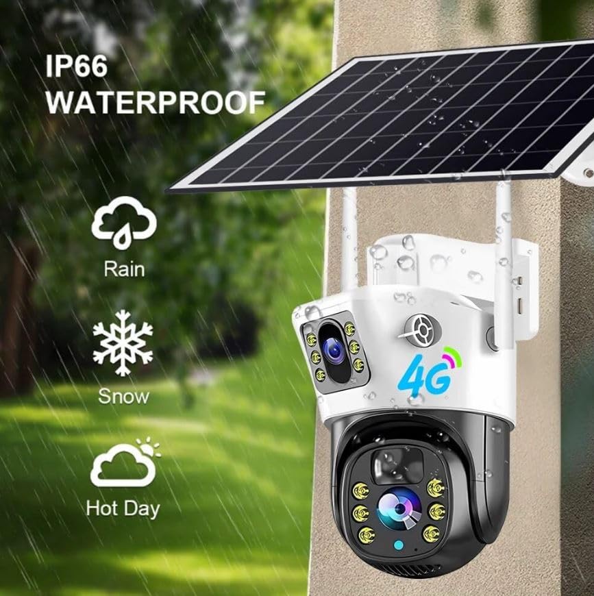Kamerë Solare 4G V380 Pro me Dy Lente, PTZ, Shikim Nate, Audio Dyanshëm dhe Kartë Memorie 32GB – Kamerë Sigurie WiFi, pamja 2
