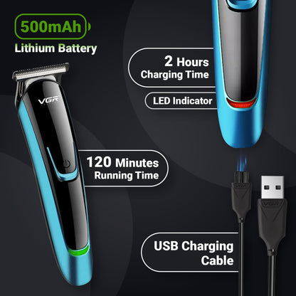 VGR V-183 Makinë e vogël (trimmer) për flokë dhe mjekër me teh inox, bateri 500 mAh dhe 120 minuta punë