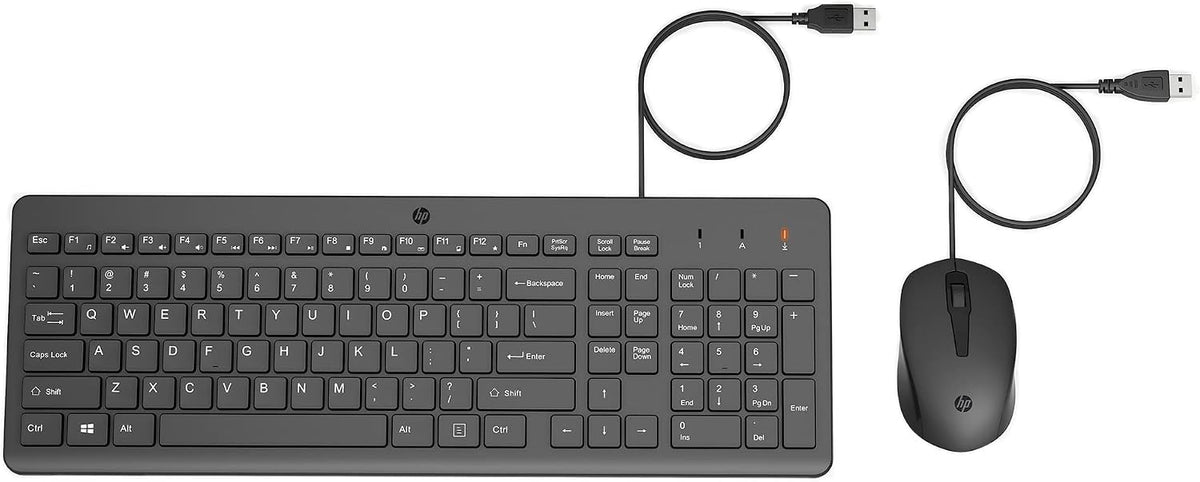 HP 150 Wired Keyboard & Mouse Combo, Tastierë dhe Maus me Kabllo USB, Set për PC, E zezë