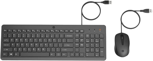 HP 150 Wired Keyboard & Mouse Combo, Tastierë dhe Maus me Kabllo USB, Set për PC, E zezë