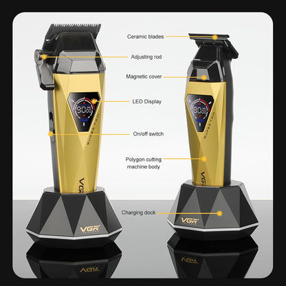 VGR V-877 S3 Set 2 në 1 me Clipper, Trimmer dhe Shaver, motor deri 9000 RPM, bateri 2000 mAh dhe deri 180 minuta punë