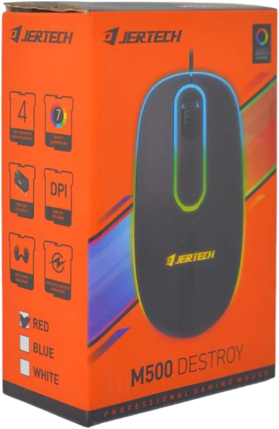 Jertech M500 Destroy Maus Gaming me Kabllo, 4800 DPI dhe RGB