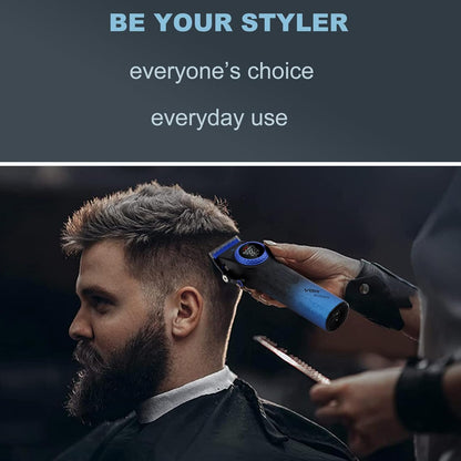 VGR V-001 Professional Makine e madhe për Prerje Flokësh për Meshkuj, 9000 RPM, Ekran LED, Blue Edition