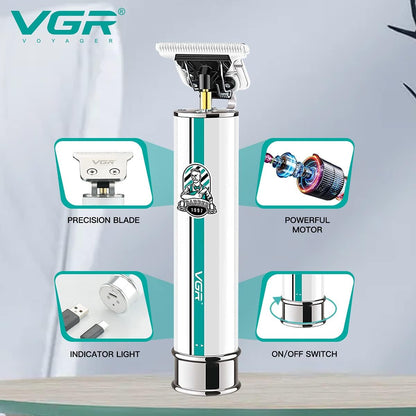 VGR V-079 Makinë e vogël për flokë dhe mjekër me teh inox, bateri 1400 mAh dhe 300 minuta punë