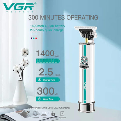 VGR V-079 Makinë e vogël për flokë dhe mjekër me teh inox, bateri 1400 mAh dhe 300 minuta punë