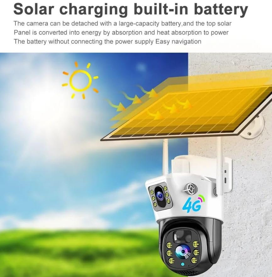 Kamerë Solare 4G V380 Pro me Dy Lente, PTZ, Shikim Nate, Audio Dyanshëm dhe Kartë Memorie 32GB – Kamerë Sigurie WiFi, pamja 3