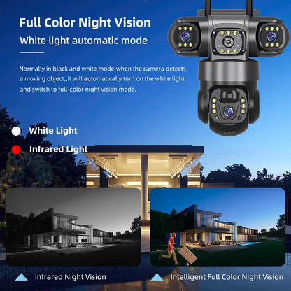 V380 Pro Kamerë Sigurie Solar PTZ me 3 Lente, 12MP 6K, WiFi, 355° PTZ, Zbulim AI, Night Vision, Audio 2-Drejtimësh dhe IP66
