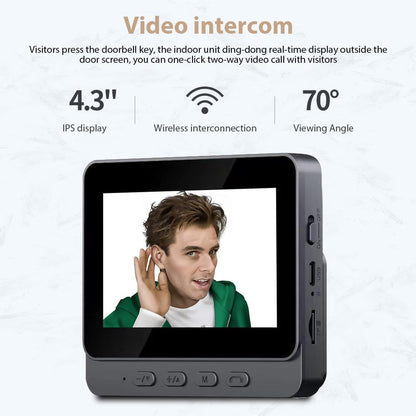 LAPOOH 4.3" Zile me Kamerë dhe Interkom pa Tela 2.4G me Ekran IPS