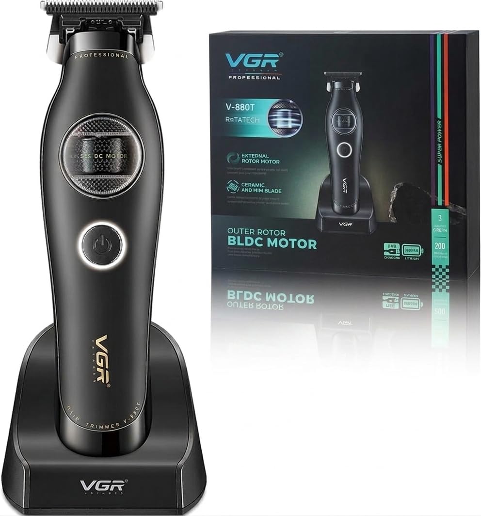 Vgr V-880T Makinë e vogël profesionale me teh qeramik dhe Mim, motor Bldc 7200 RPM, bateri 2500 mAh dhe 200 – Makinë Qethjeje