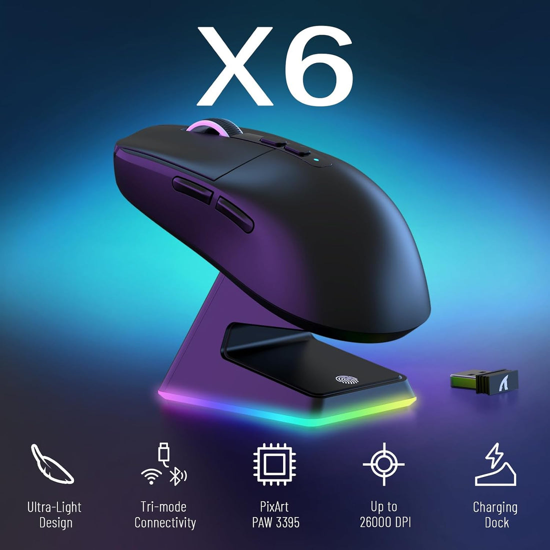 Jertech JWMC2 Satin Macro Pro Maus Gaming Wireless Tri-Mode 8000 DPI RGB