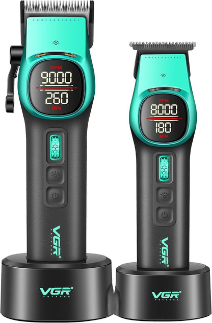 VGR V-885 S2 Set 2 në 1 me Clipper dhe Trimmer, motor BLDC deri 9000 RPM, bateri 4600/2000 mAh dhe deri 260/180 minuta punë