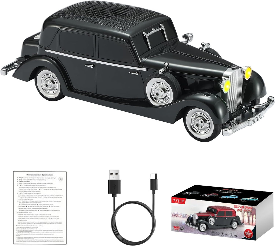 Wster WS-1934 Altoparlant Bluetooth Portativ Retro Car, 10W, FM Radio, TWS, USB, TF Card – Zmadhues Zëri Bluetooth, pamja 2