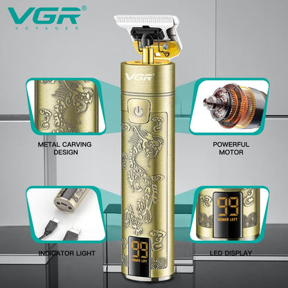 VGR V-076 Makinë e vogël për flokë dhe mjekër me teh T inox, bateri 800 mAh dhe 150 minuta punë
