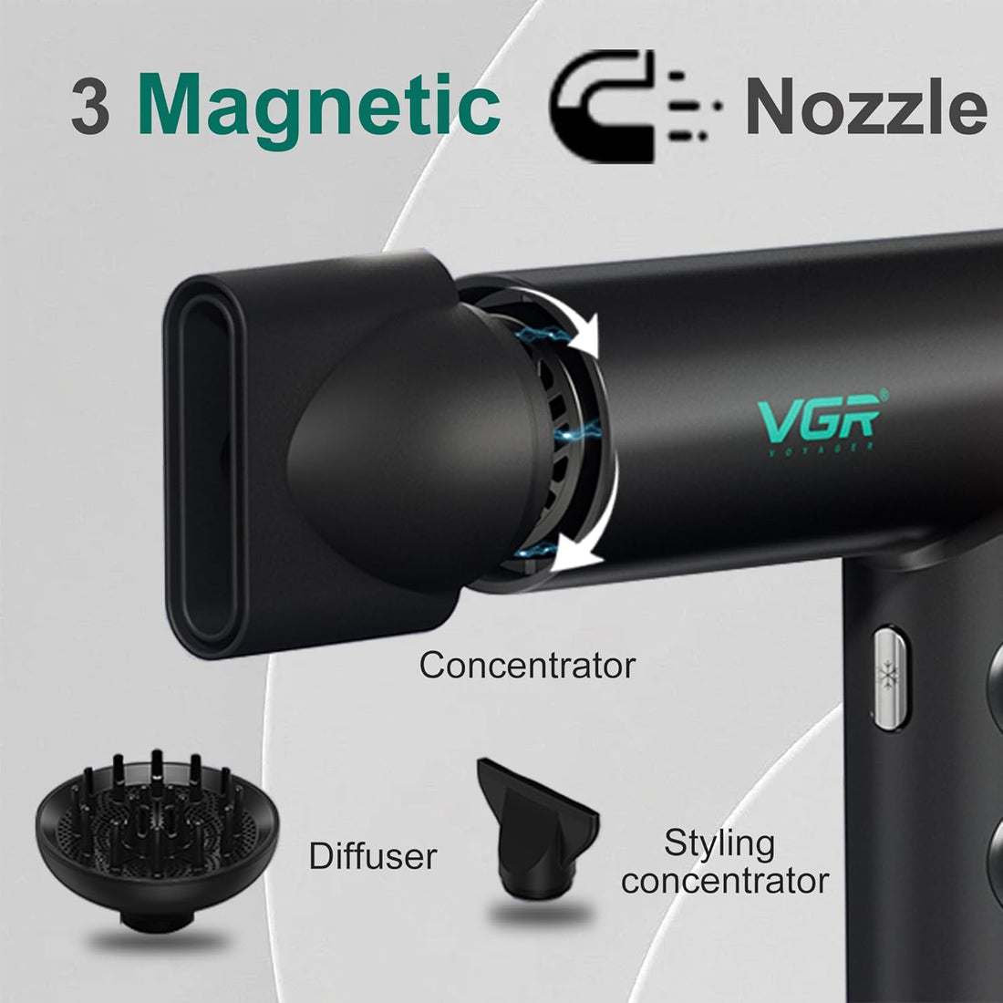 VGR V-401 Tharëse Profesionale për Flokë 1900W e Zeze – Tharëse Flokësh, pamja 5