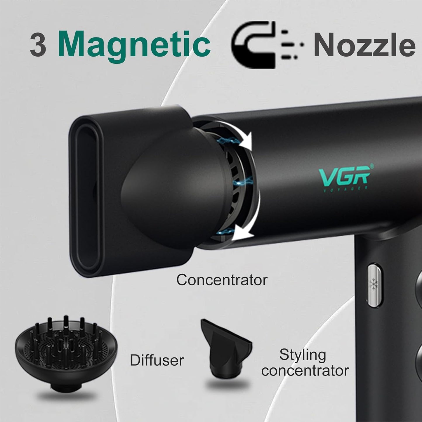 VGR V-401 Tharëse Profesionale për Flokë 1900W e Zeze
