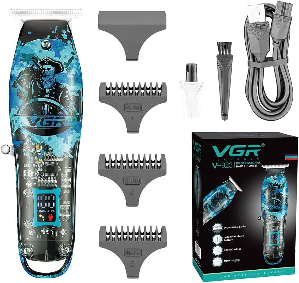 VGR V-923 Makinë e vogël (trimmer) për flokë dhe mjekër me bateri 1400 mAh, 150 minuta punë dhe teh inox – Makinë Qethjeje