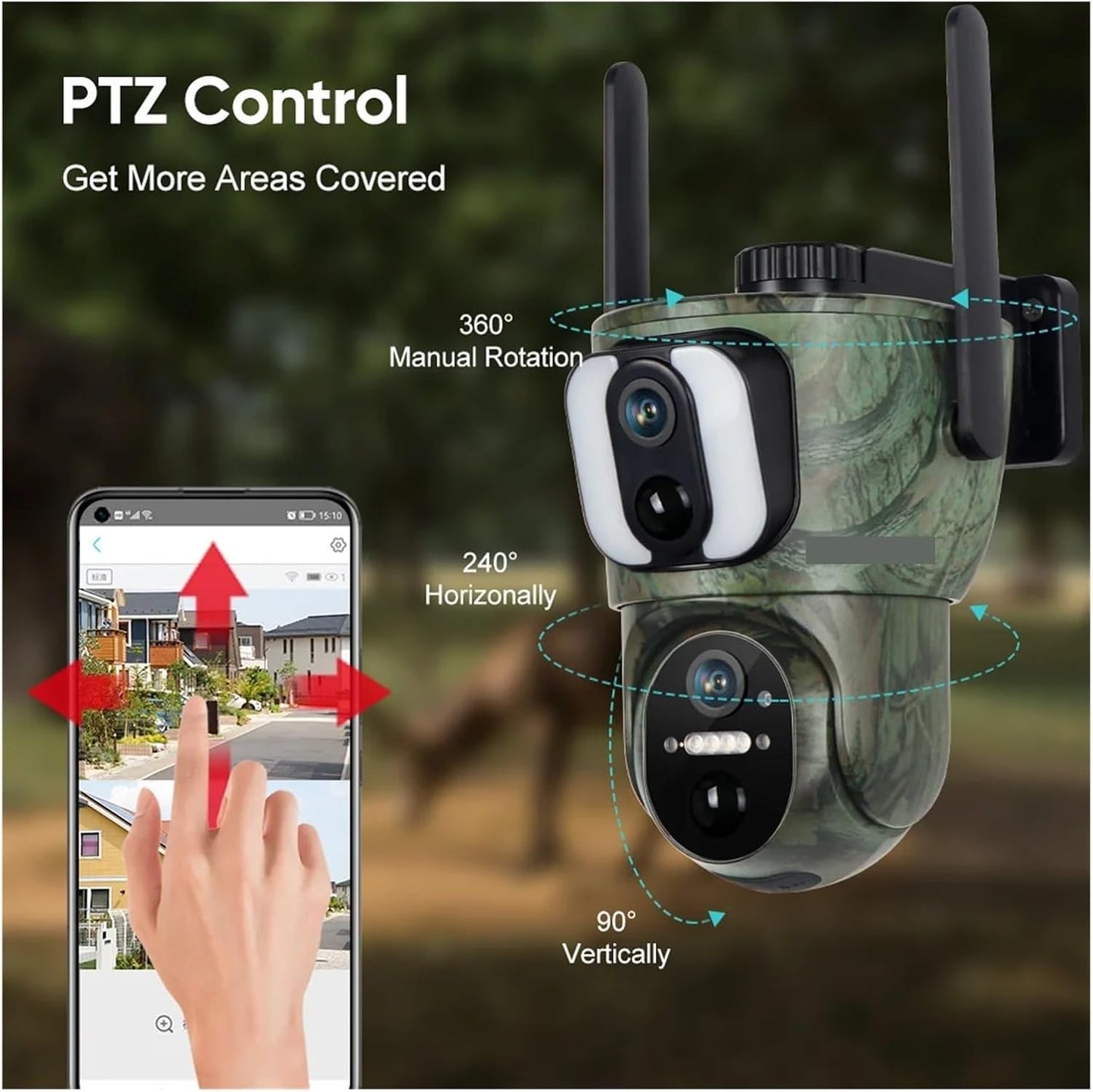 8MP 4K Kamera Solare Sigurie Dual Screen 4G ose WiFi PTZ me PIR Detection, Night Vision, Audio 2-Way, IP Waterproof + 64gb