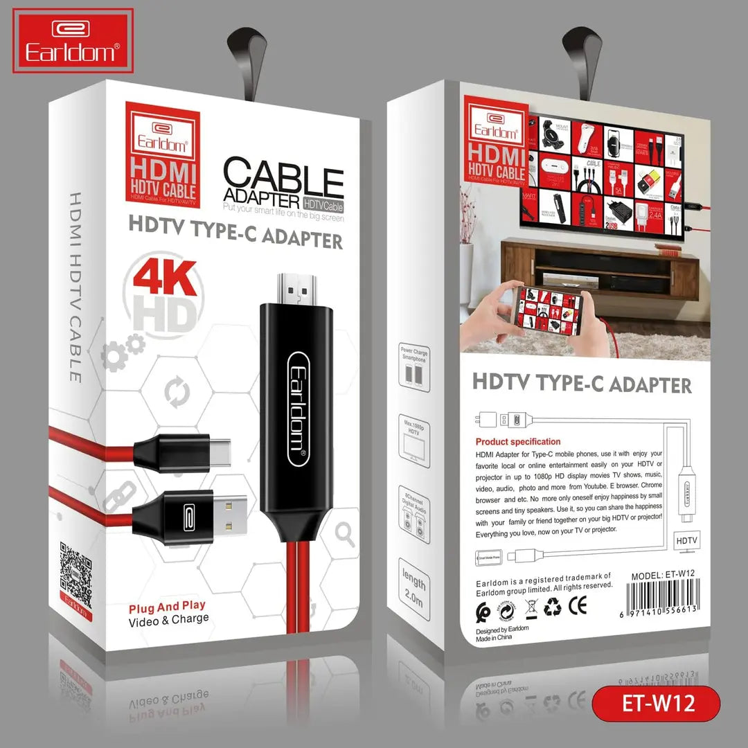 Kabllo Hdtv Type-C Adapter Et-w12, Adapter për Lidhjen e Pajisjeve Type-C me Ekrane Hdtv, pamja 2