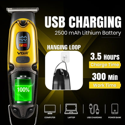 VGR V-981 Makinë e vogël profesionale me teh T inox, motor Turbo 7000 RPM, bateri 600 mAh dhe 150 minuta punë