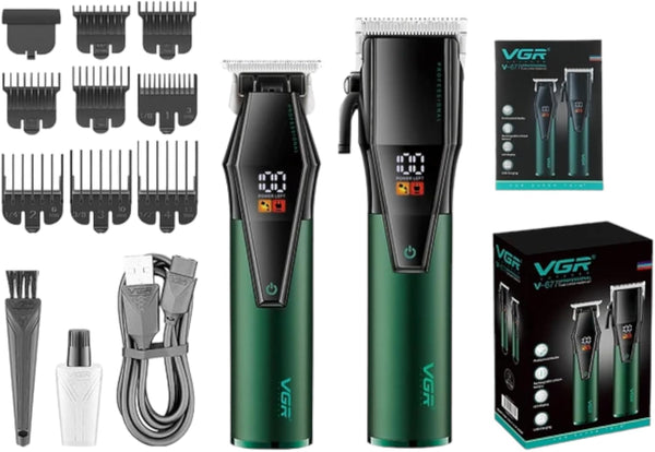 VGR V-677 Set me Makine të Madhe dhe të Vogël, LED, 240 Minuta dhe 8 Krehëra
