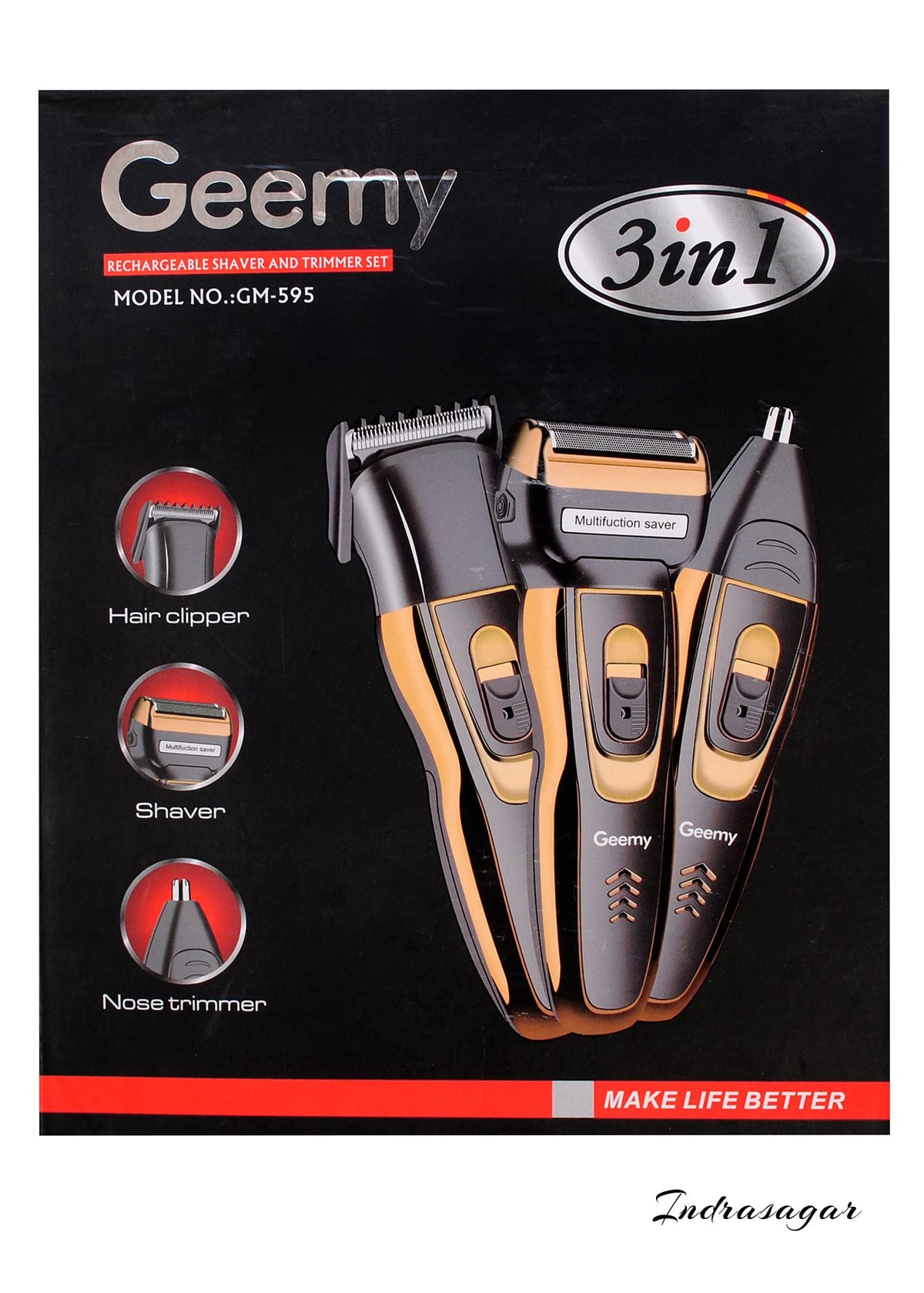 Geemy GM-595 – Makinë 3n1 – Makinë Qethjeje