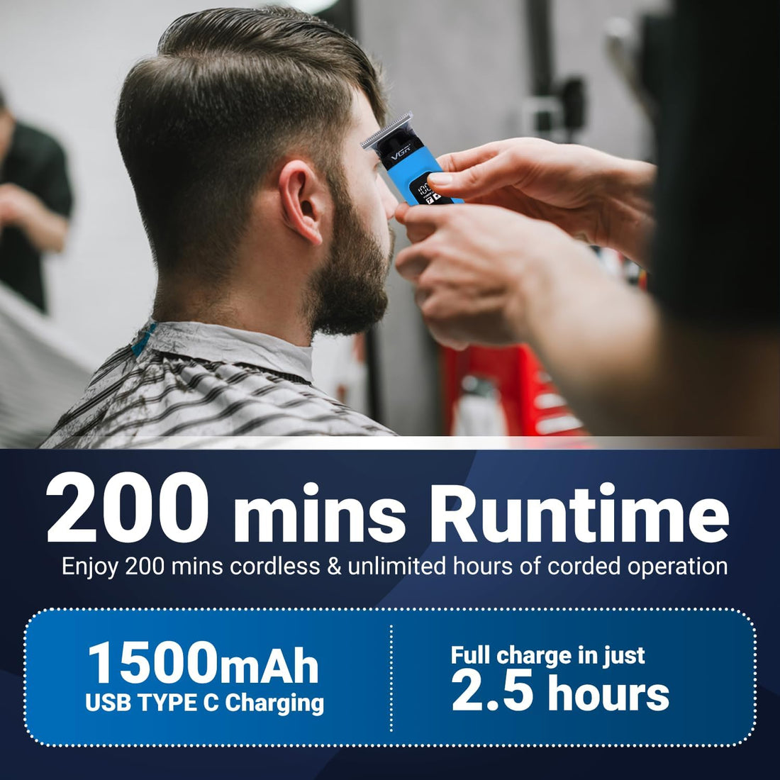 Vgr V-985 Makinë e Vogël Profesionale me 7500 RPM dhe Autonomi 200 Minuta – Makinë Qethjeje, pamja 3