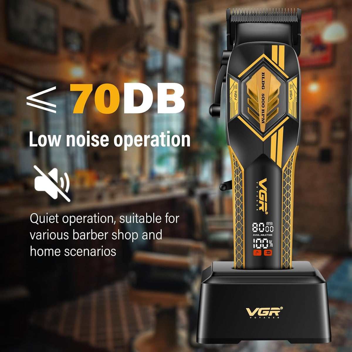Vgr V-119 Makine e madhe Profesionale me Motor Bldc 8000 RPM, Tehe Qeramike, LED Display dhe 6 – Makinë Qethjeje, pamja 5