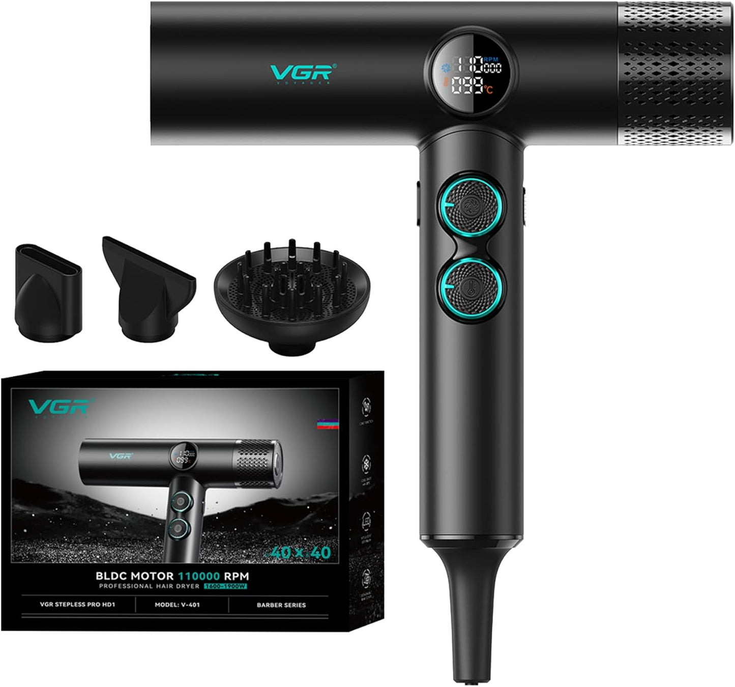 VGR V-401 Tharëse Profesionale për Flokë 1900W e Zeze