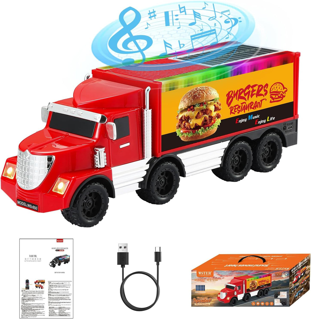 Wster WS-650 Altoparlant Bluetooth Portativ 15W, Truck Design, TWS, FM Radio, USB, TF Card, Aux – Zmadhues Zëri Bluetooth