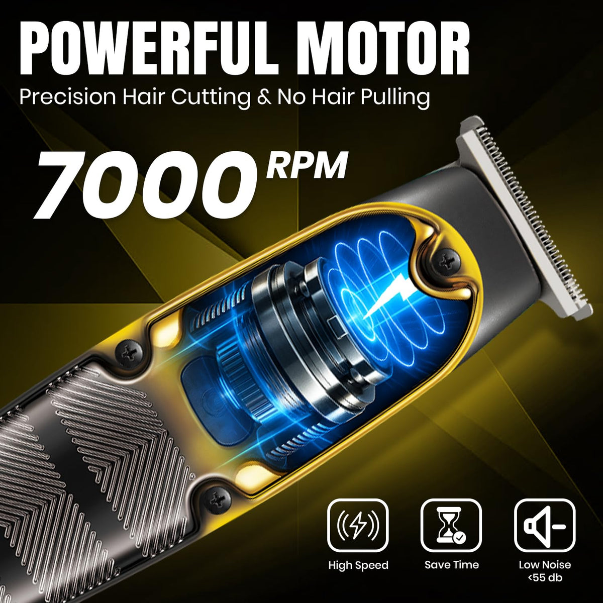 VGR V-981 Makinë e vogël profesionale me teh T inox, motor Turbo 7000 RPM, bateri 600 mAh dhe 150 – Makinë Qethjeje, pamja 3