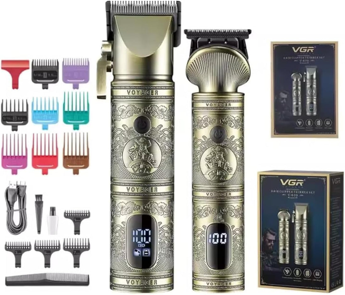Vgr V-670 Set Makine e Madhe dhe Makine e Vogel me 12 Krehëra dhe Ekran LED – Makinë Qethjeje