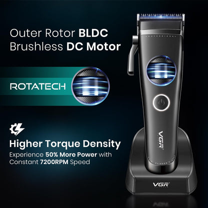 VGR V-880C Makinë e madhe profesionale me teh qeramik MIM, motor BLDC 7200 RPM, bateri 2500 mAh dhe 150 minuta punë