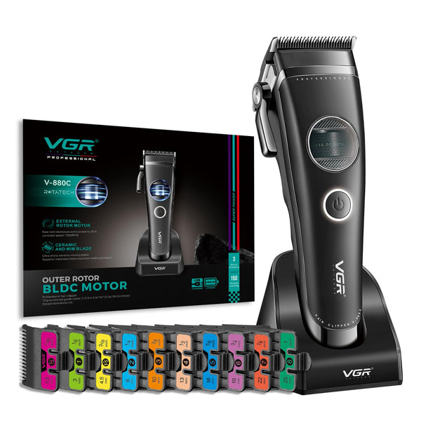VGR V-880C Makinë e madhe profesionale me teh qeramik MIM, motor BLDC 7200 RPM, bateri 2500 mAh dhe 150 minuta punë