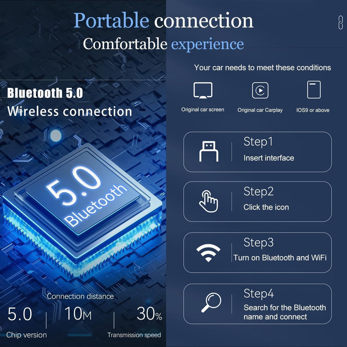 Wireless CarPlay Adapter 2-in-1 – Për të gjitha veturat që mbështesin CarPlay (Plug & Play)