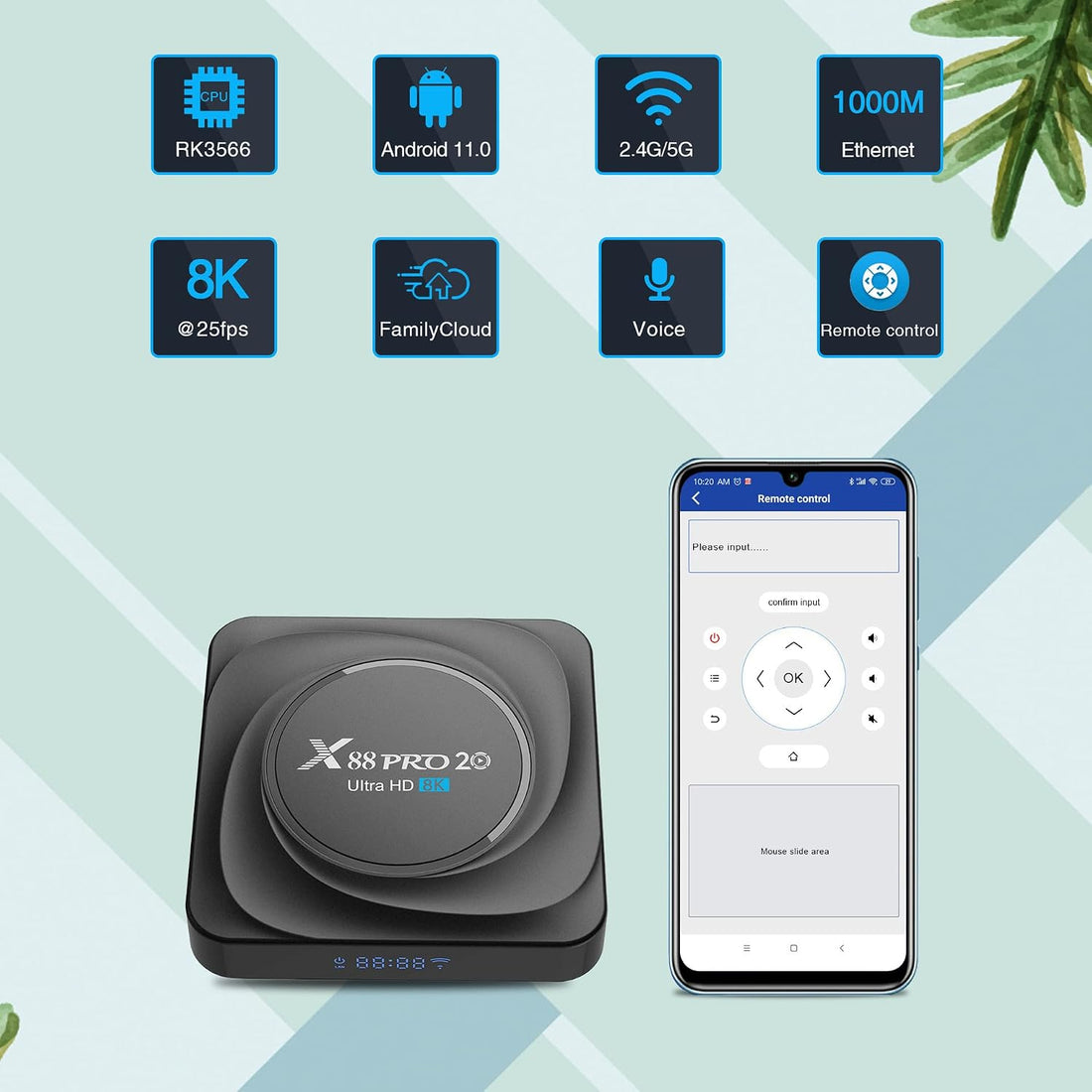Android X88 Pro20 8K, TV Box Android për Smart TV dhe Streaming, pamja 2