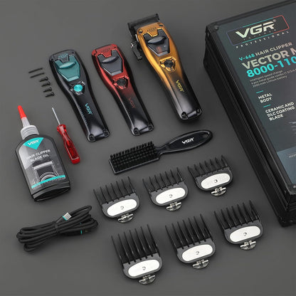 VGR V-668 Makinë e vogël profesionale për flokë dhe mjekër me teh T-Blade, ekran LED dhe përdorim pa kabllo