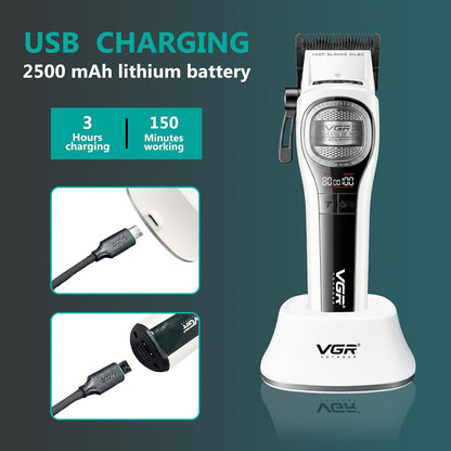 VGR V-888C Makinë e madhe profesionale me teh MIM DLC, motor BLDC 8000 RPM, bateri 2500 mAh dhe 150 minuta punë