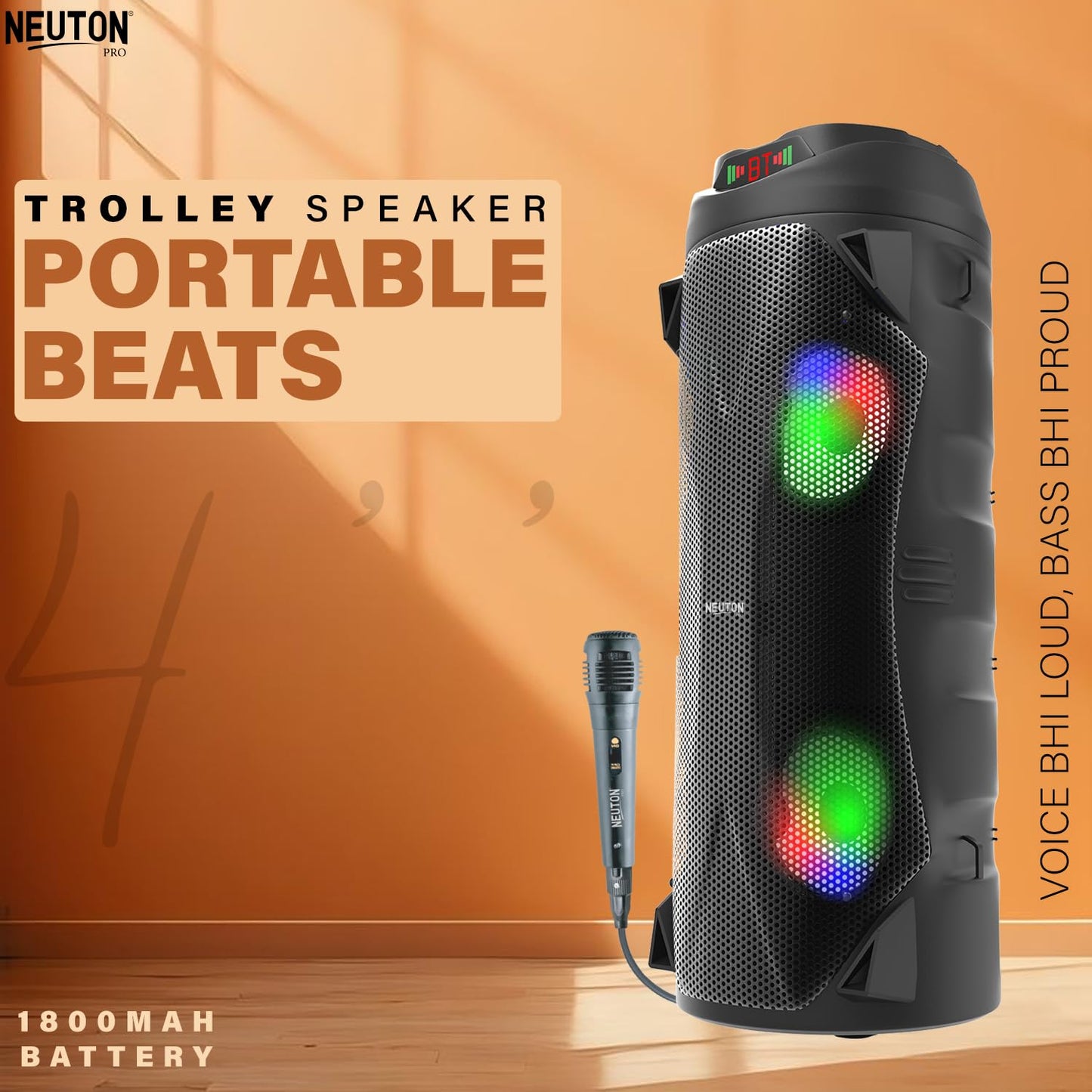 Supertronics ED-1016 Altoparlant Party Portativ 100W, Dual 10", Bluetooth, LED, Karaoke, USB, TF dhe FM Radio