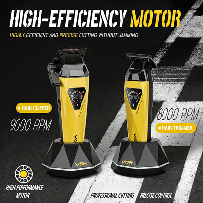 VGR V-877 S3 Set 2 në 1 me Clipper, Trimmer dhe Shaver, motor deri 9000 RPM, bateri 2000 mAh dhe deri 180 minuta punë