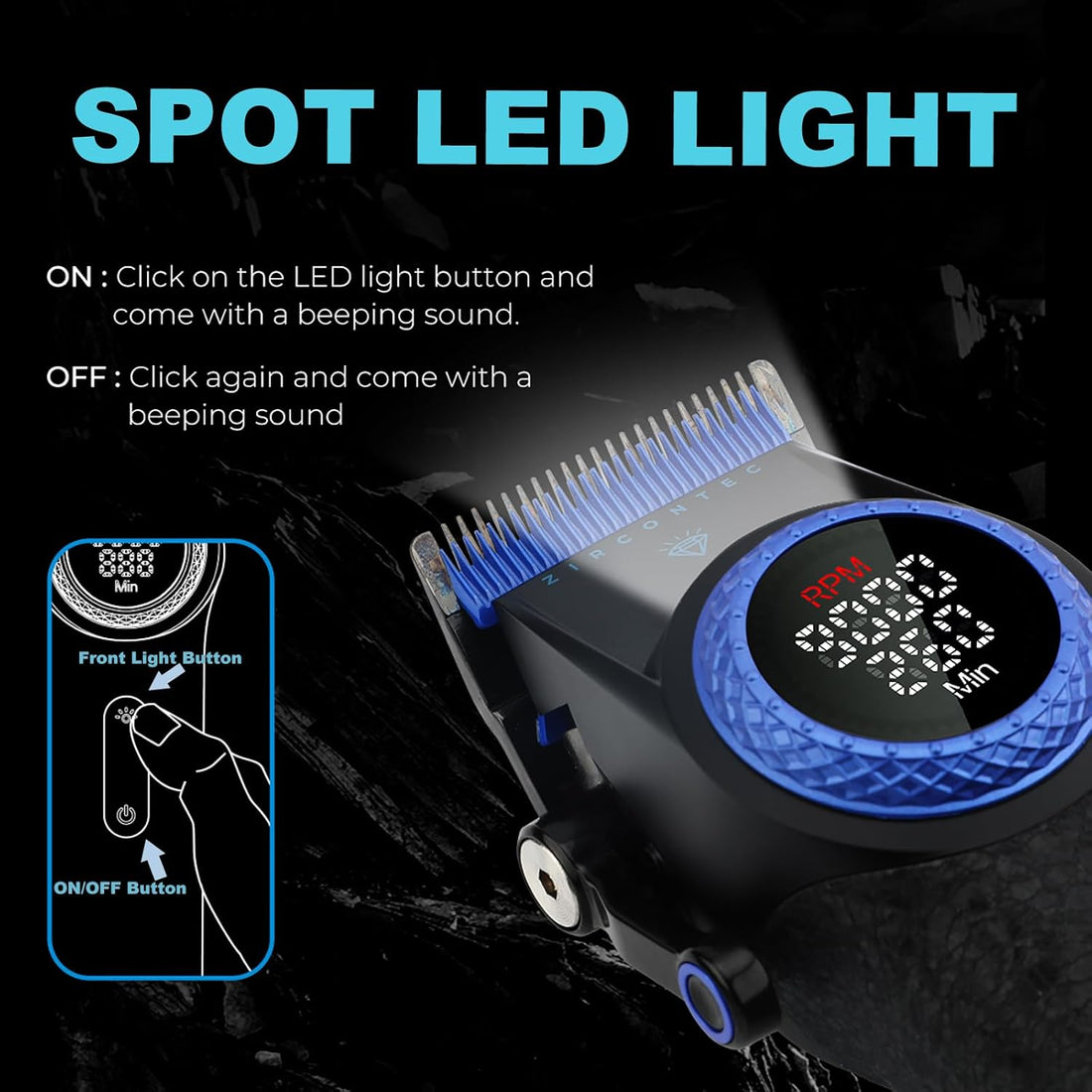 VGR V-001 Professional Makine e madhe për Prerje Flokësh për Meshkuj, 9000 RPM, Ekran LED, Blue – Makinë Qethjeje, pamja 2