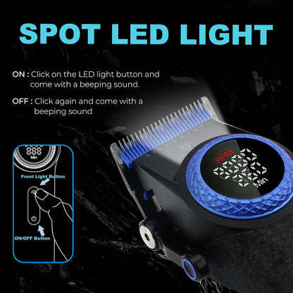 VGR V-001 Professional Makine e madhe për Prerje Flokësh për Meshkuj, 9000 RPM, Ekran LED, Blue Edition