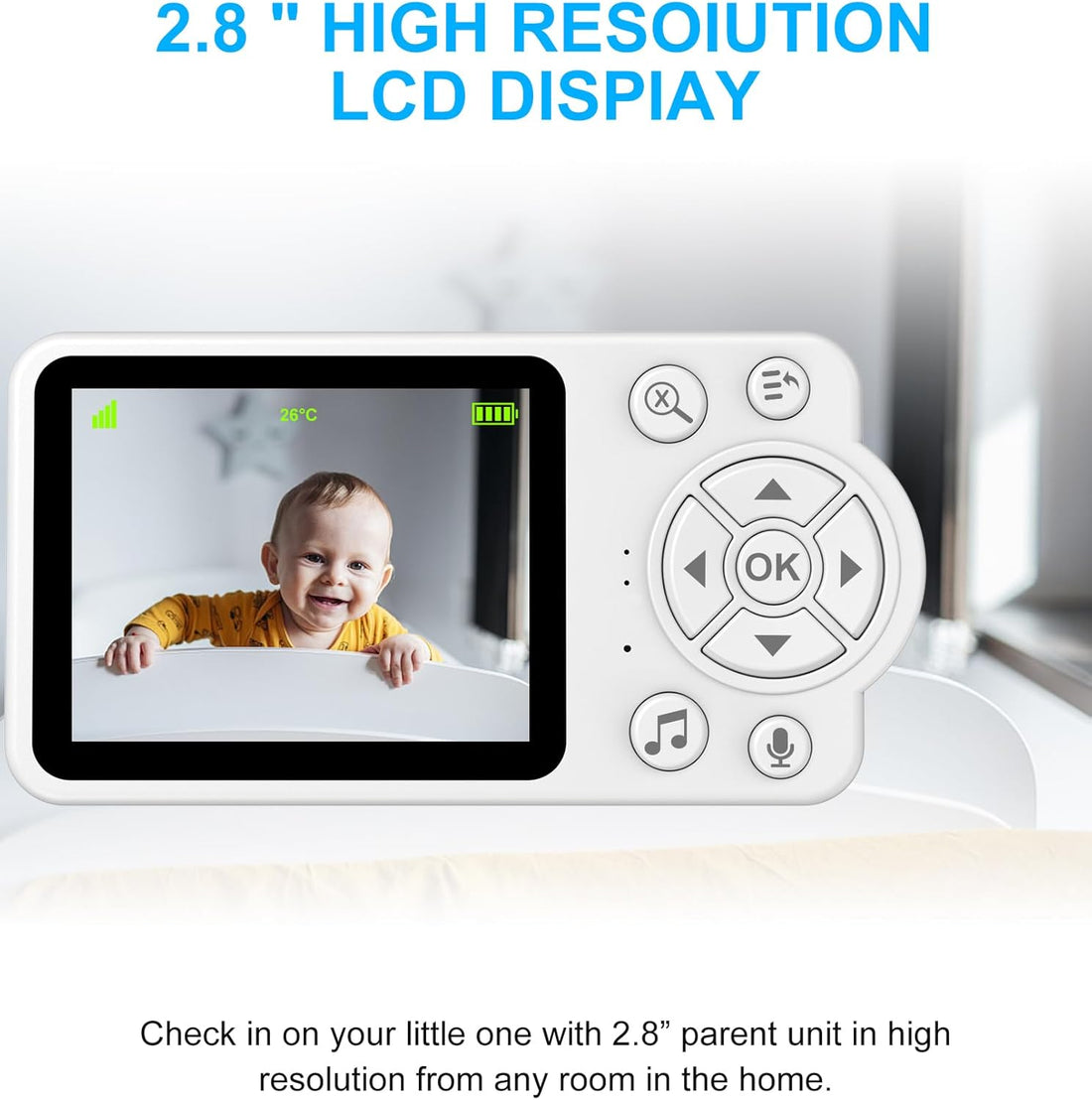 Monitor Foshnje Baby Monitor me Kamerë dhe Ekran 2.8 Inch, pamja 2