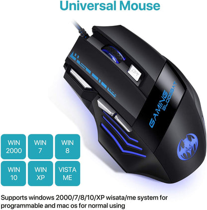 MFTEK Bloodbat GM02 Maus Gaming me 7 Butona, 5500 DPI dhe 7 Ngjyra LED