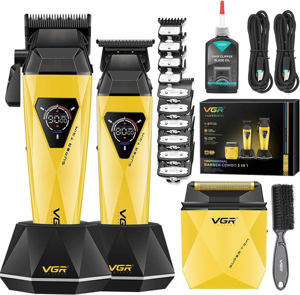 VGR V-877 S3 Set 2 në 1 me Clipper, Trimmer dhe Shaver, motor deri 9000 RPM, bateri 2000 mAh dhe deri 180 minuta punë
