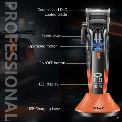 VGR V-889C Makinë e madhe profesionale me teh qeramik MIM, motor 9000 RPM, bateri 2500 mAh dhe 250 minuta punë